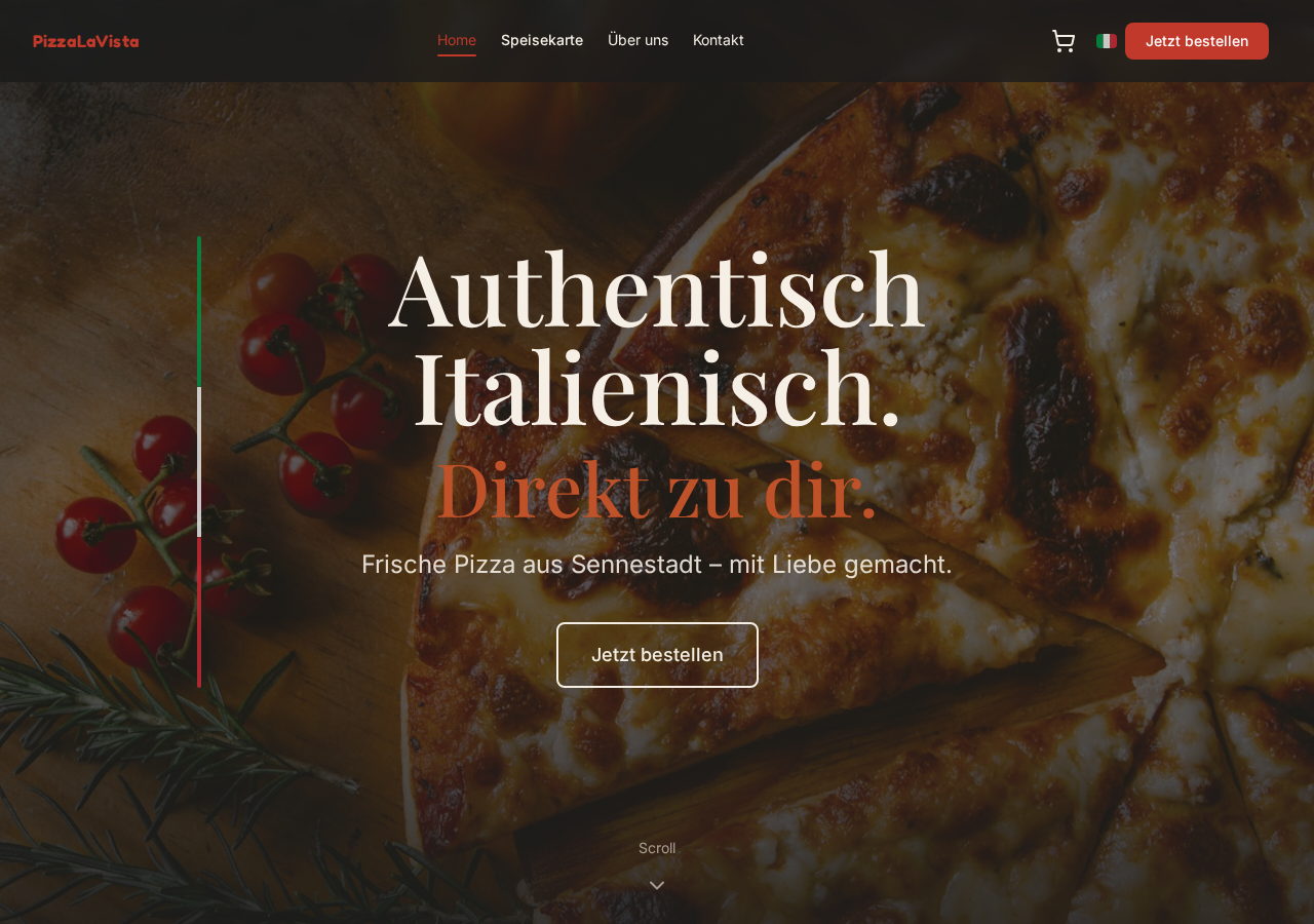 Screenshot der Website von PizzaLaVista